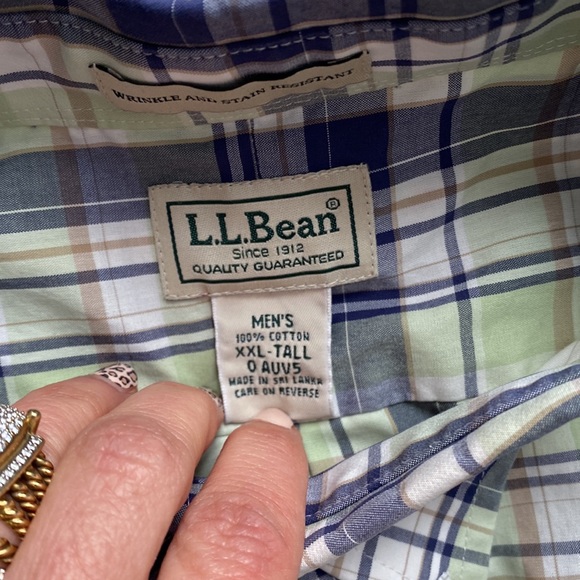 LL Bean Mens Plaid Casual Button Down Shirt Wrinkle and Stain Resistant XXL tall - Picture 2 of 2